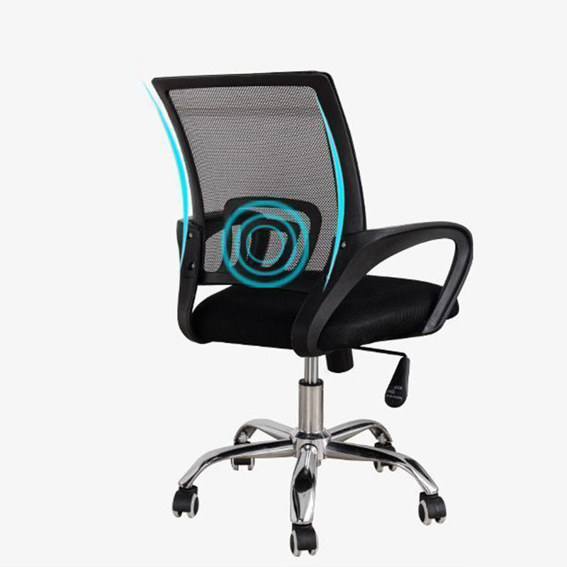 Modern Minimalist Mesh Plastic Nylon Steel Curved Mobile Desk Chair Backrest Armrest For Home Office