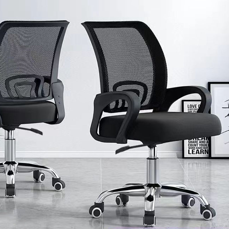 Modern Minimalist Mesh Plastic Nylon Steel Curved Mobile Desk Chair Backrest Armrest For Home Office