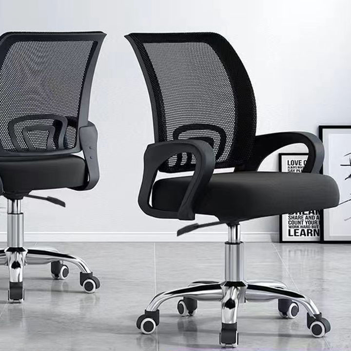 Modern Minimalist Mesh Plastic Nylon Steel Curved Mobile Desk Chair Backrest Armrest For Home Office