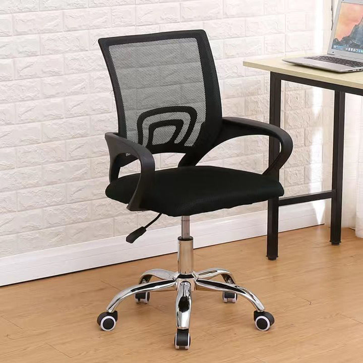 Modern Minimalist Mesh Plastic Nylon Steel Curved Mobile Desk Chair Backrest Armrest For Home Office