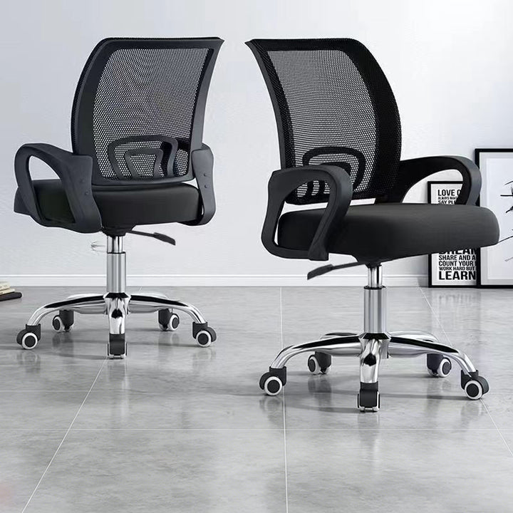 Modern Minimalist Mesh Plastic Nylon Steel Curved Mobile Desk Chair Backrest Armrest For Home Office