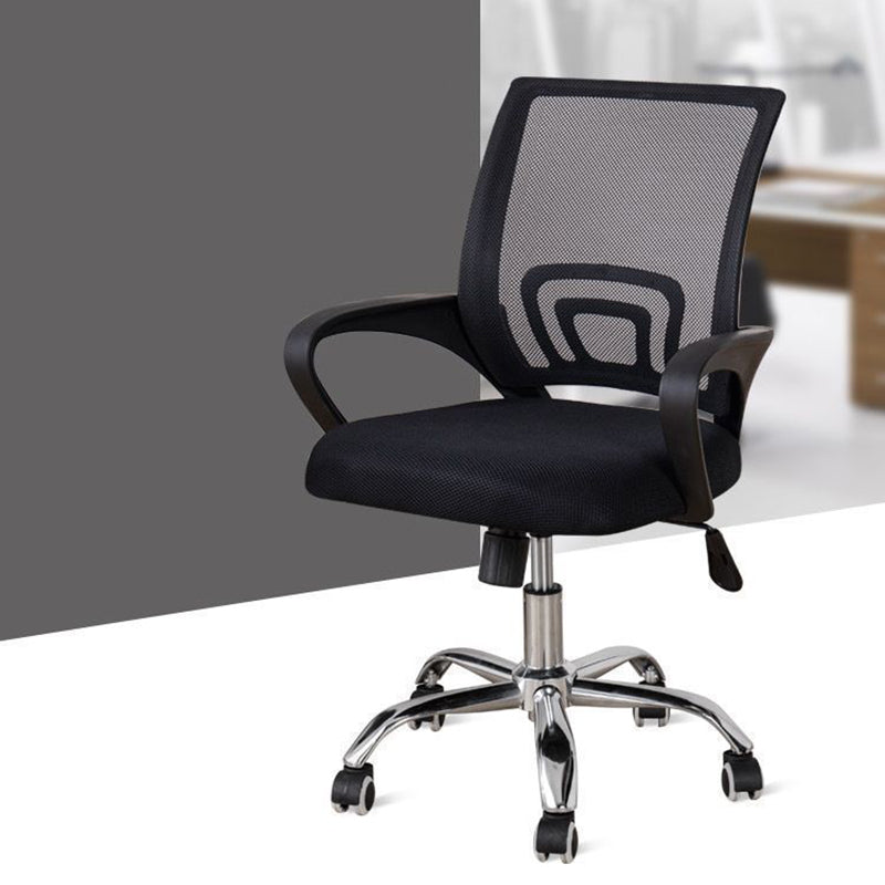 Modern Minimalist Mesh Plastic Nylon Steel Curved Mobile Desk Chair Backrest Armrest For Home Office