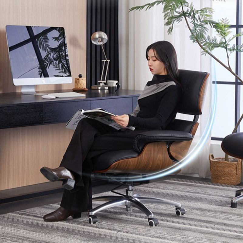 Contemporary Simplicity Curved Scratch-Resistant Faux Leather Desk Chair With Backrest For Home Office
