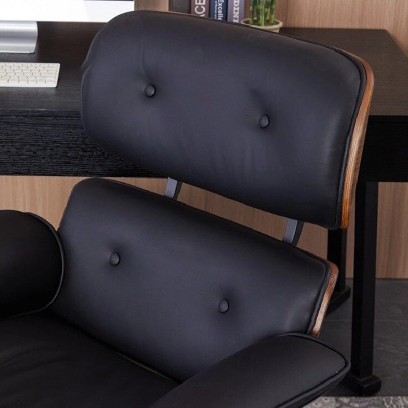 Contemporary Simplicity Curved Scratch-Resistant Faux Leather Desk Chair With Backrest For Home Office