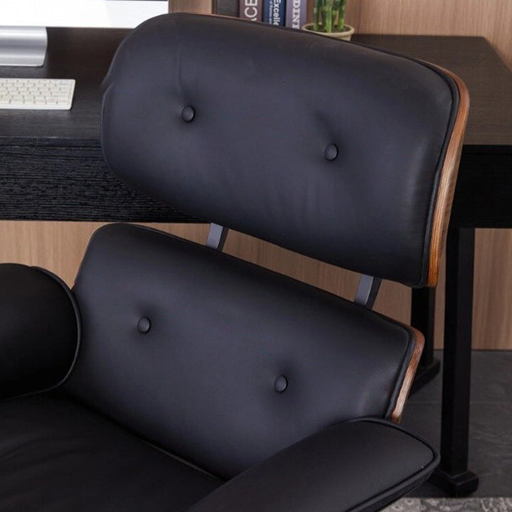 Contemporary Simplicity Curved Scratch-Resistant Faux Leather Desk Chair With Backrest For Home Office