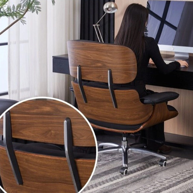 Contemporary Simplicity Curved Scratch-Resistant Faux Leather Desk Chair With Backrest For Home Office