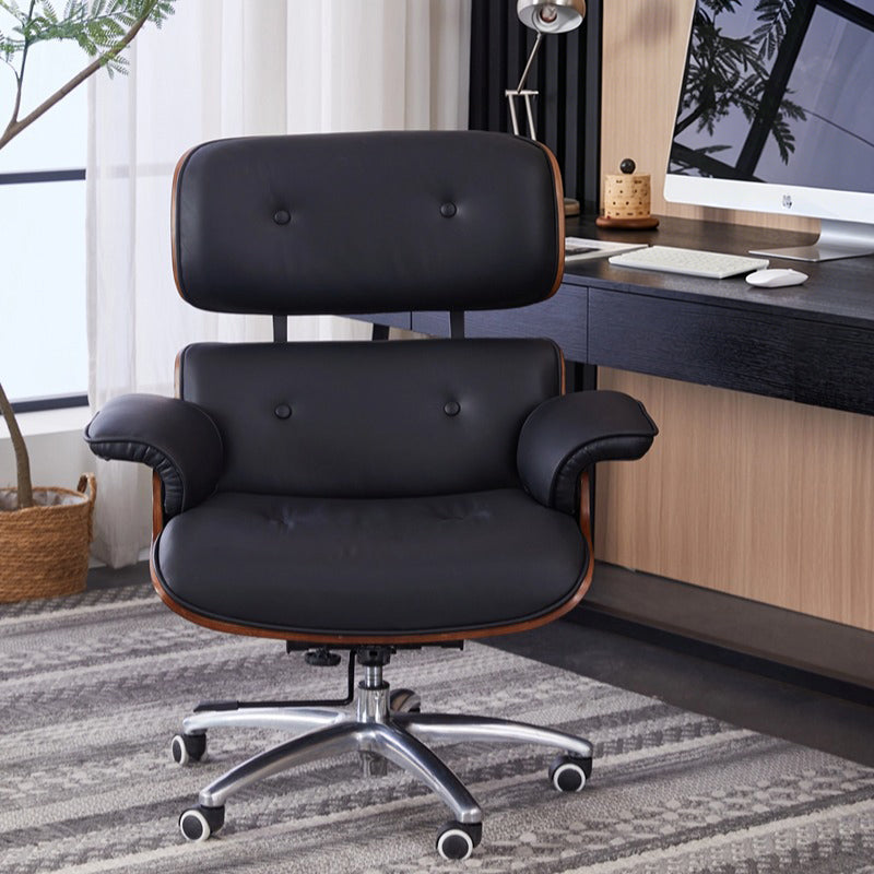 Contemporary Simplicity Curved Scratch-Resistant Faux Leather Desk Chair With Backrest For Home Office