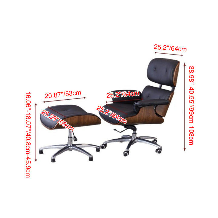 Contemporary Simplicity Curved Scratch-Resistant Faux Leather Desk Chair With Backrest For Home Office
