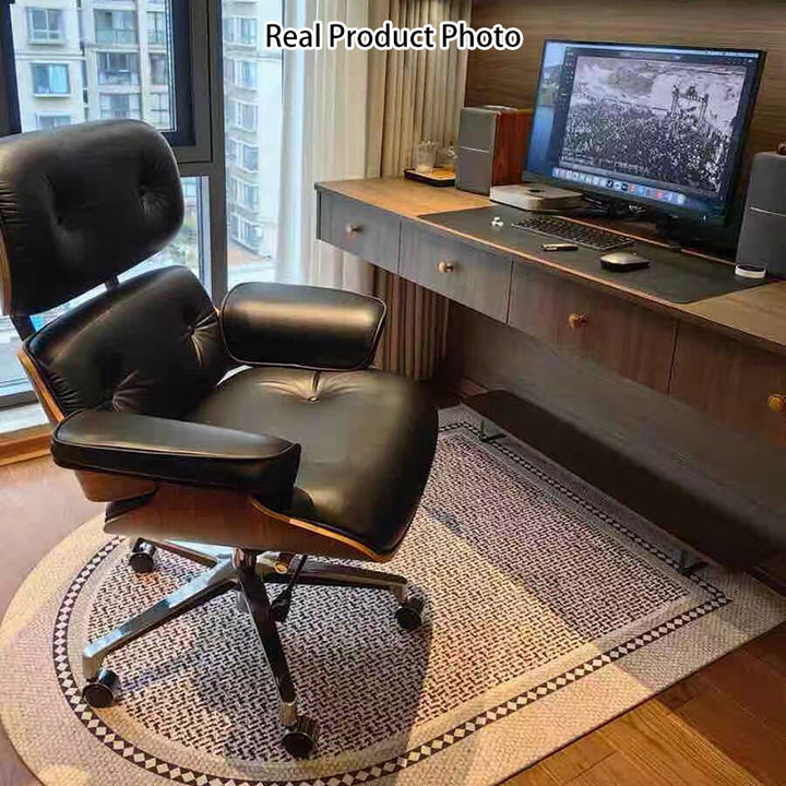 Contemporary Simplicity Curved Scratch-Resistant Faux Leather Desk Chair With Backrest For Home Office