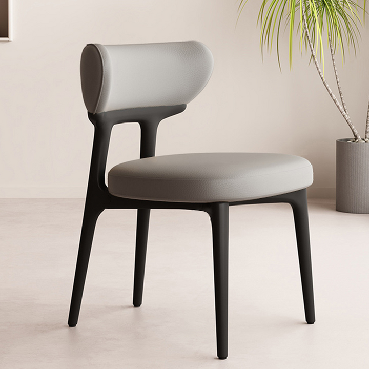 Modern Minimalist Square Ash Scratch-Resistant Faux Leather  Dining Chair With Backrest For Dining Room