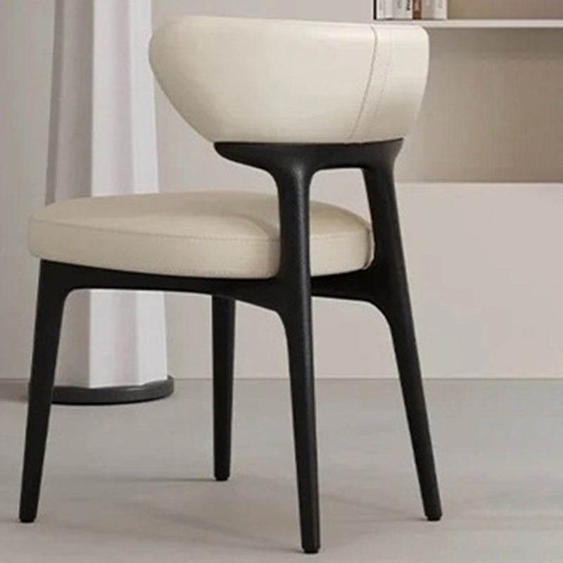 Modern Minimalist Square Ash Scratch-Resistant Faux Leather  Dining Chair With Backrest For Dining Room