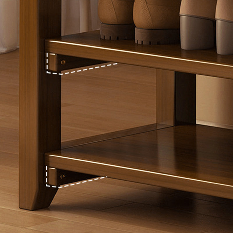 Traditional Japanese Rectangular Rubberwood &amp; Rattan Shoe Bench Armless For Entryways