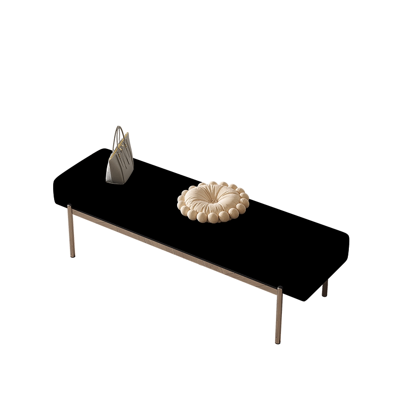 Modern Minimalist Rectangular Stainless Steel &amp; Corduroy Bench Armless For Entryways
