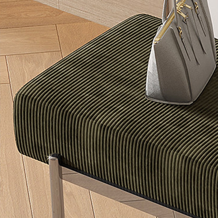 Modern Minimalist Rectangular Stainless Steel &amp; Corduroy Bench Armless For Entryways