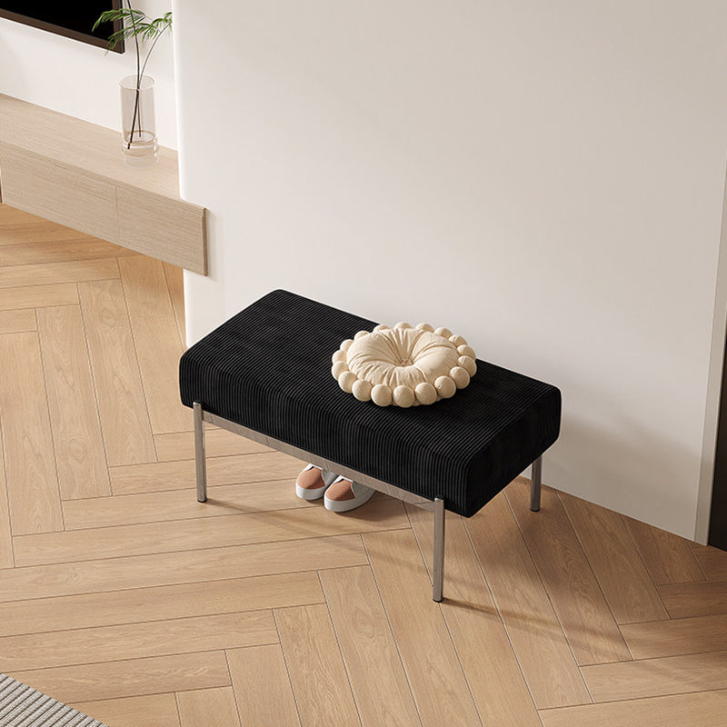 Modern Minimalist Rectangular Stainless Steel &amp; Corduroy Bench Armless For Entryways