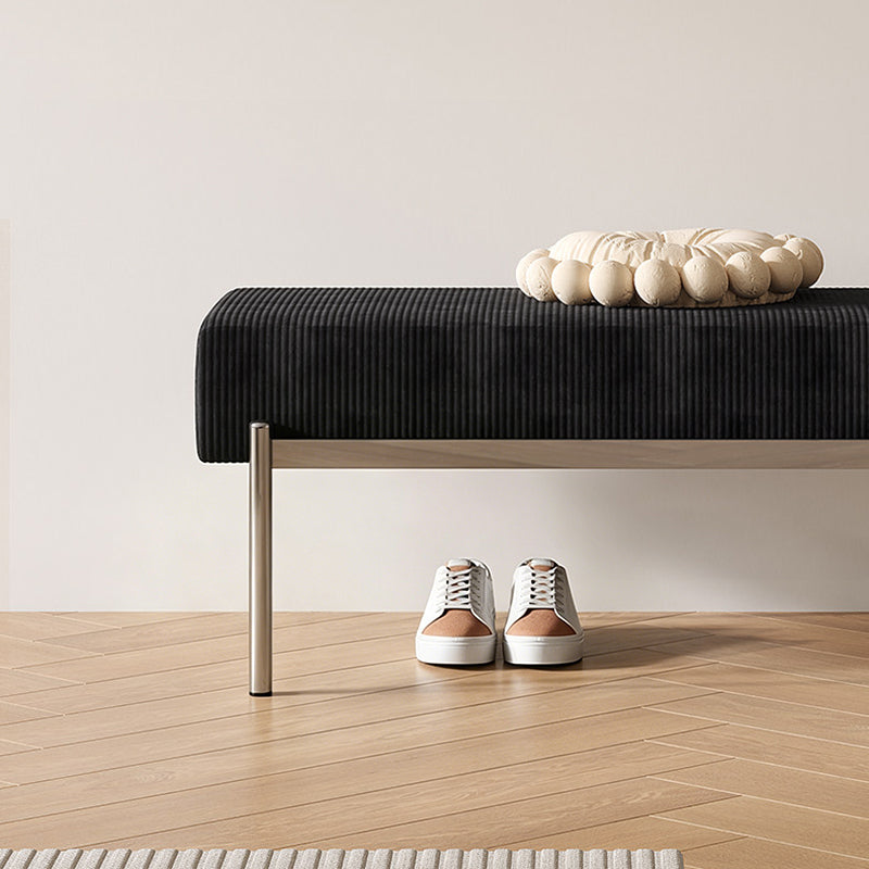 Modern Minimalist Rectangular Stainless Steel &amp; Corduroy Bench Armless For Entryways
