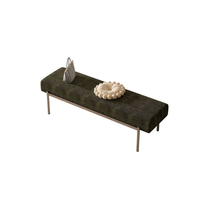 Modern Minimalist Rectangular Stainless Steel &amp; Corduroy Bench Armless For Entryways
