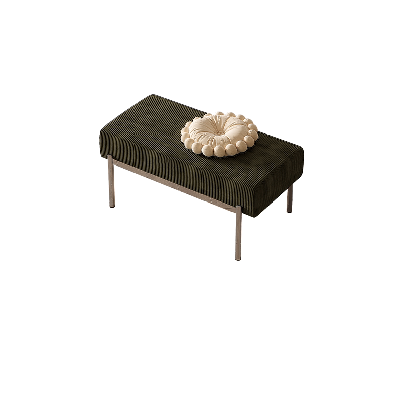 Modern Minimalist Rectangular Stainless Steel &amp; Corduroy Bench Armless For Entryways