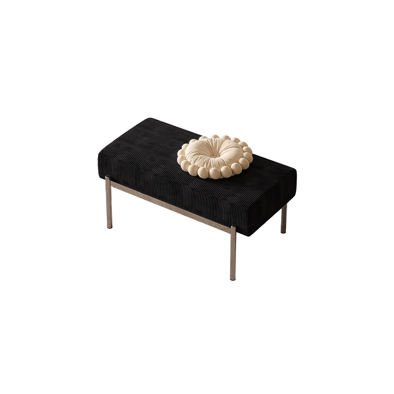 Modern Minimalist Rectangular Stainless Steel &amp; Corduroy Bench Armless For Entryways