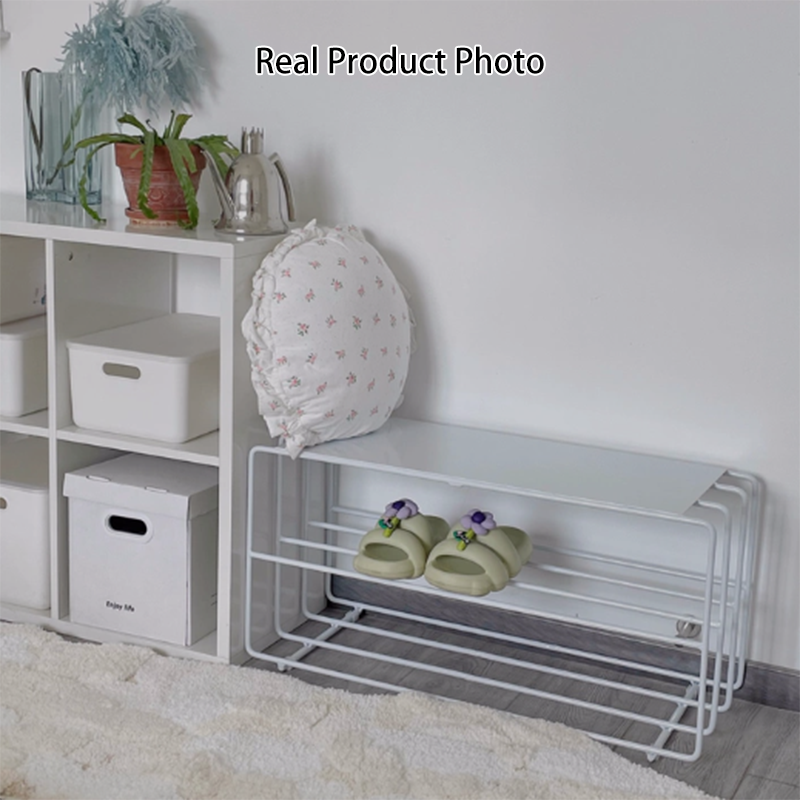 Modern Minimalist Rectangular Steel &amp; Iron Shoe Bench Armless For Entryways