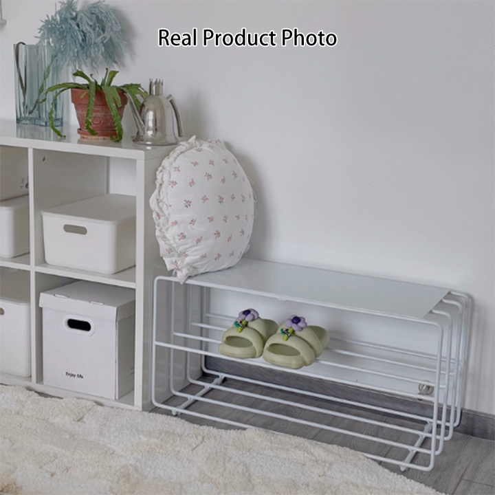 Modern Minimalist Rectangular Steel &amp; Iron Shoe Bench Armless For Entryways