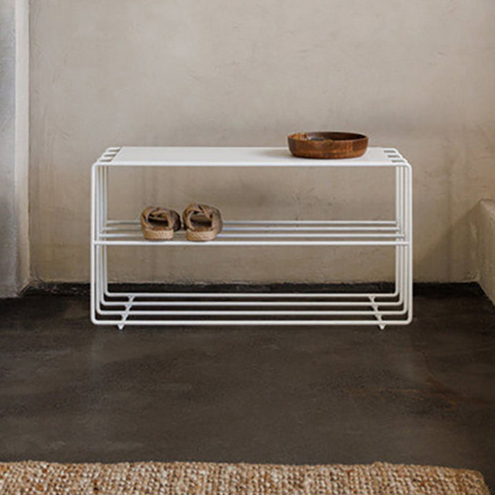 Modern Minimalist Rectangular Steel &amp; Iron Shoe Bench Armless For Entryways