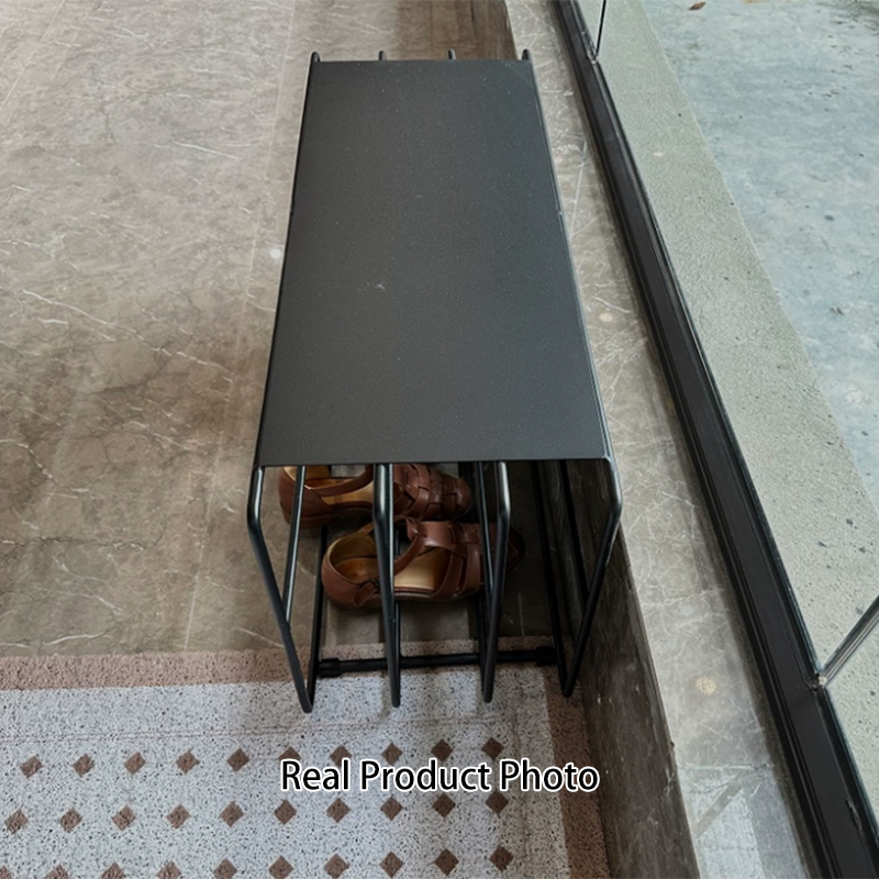 Modern Minimalist Rectangular Steel &amp; Iron Shoe Bench Armless For Entryways