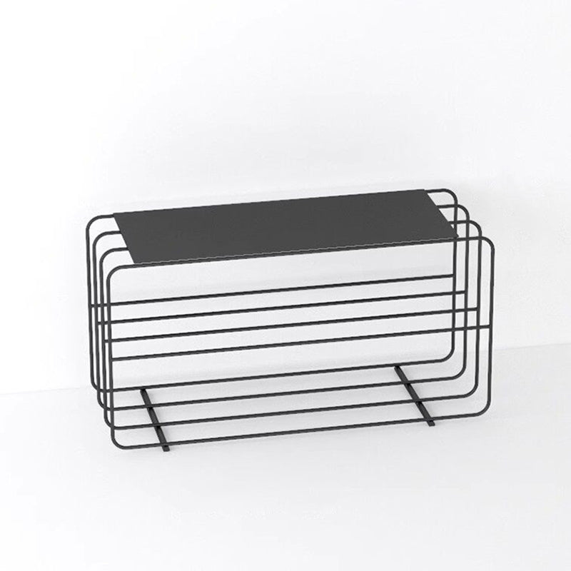 Modern Minimalist Rectangular Steel &amp; Iron Shoe Bench Armless For Entryways
