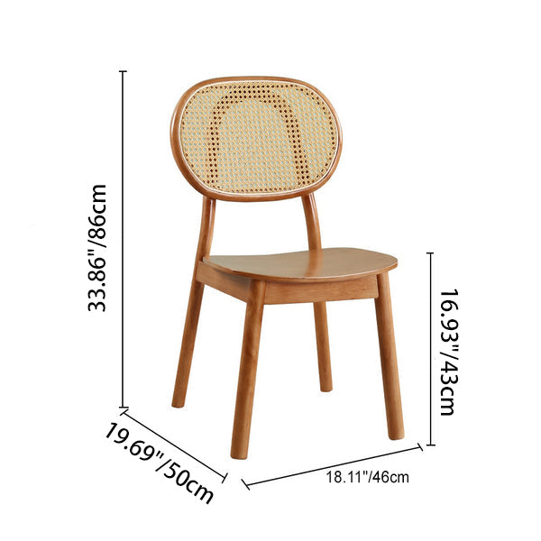 Contemporary Scandinavian Square Rubberwood Rattan Dining Chair Backrest For Dining Room