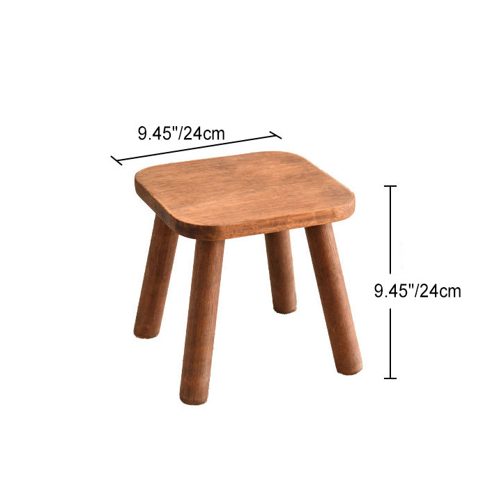 Modern Minimalist Square Rubberwood Kids Low Stool For Living Room
