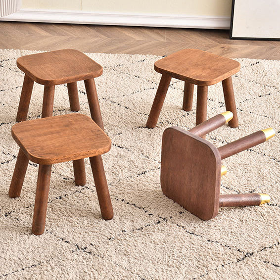 Modern Minimalist Square Rubberwood Kids Low Stool For Living Room