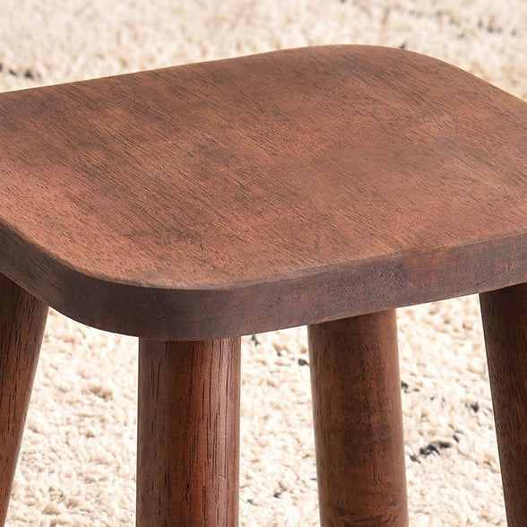 Modern Minimalist Square Rubberwood Kids Low Stool For Living Room