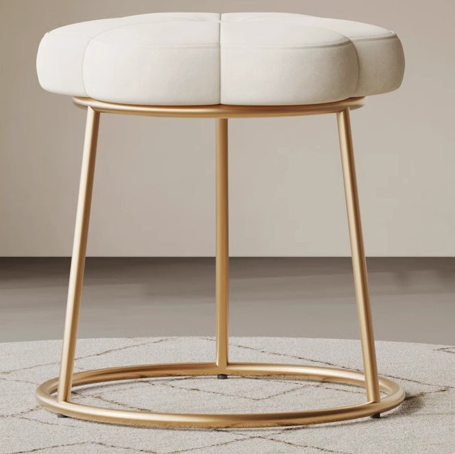Tabouret de coiffeuse en velours floral minimaliste moderne avec cadre en acier pour chambre 