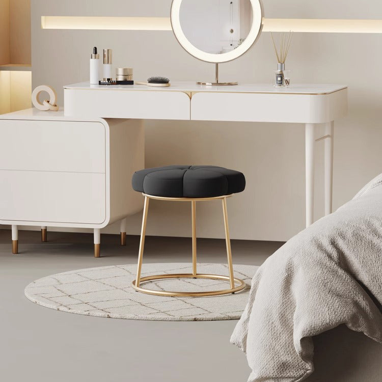 Tabouret de coiffeuse en velours floral minimaliste moderne avec cadre en acier pour chambre 