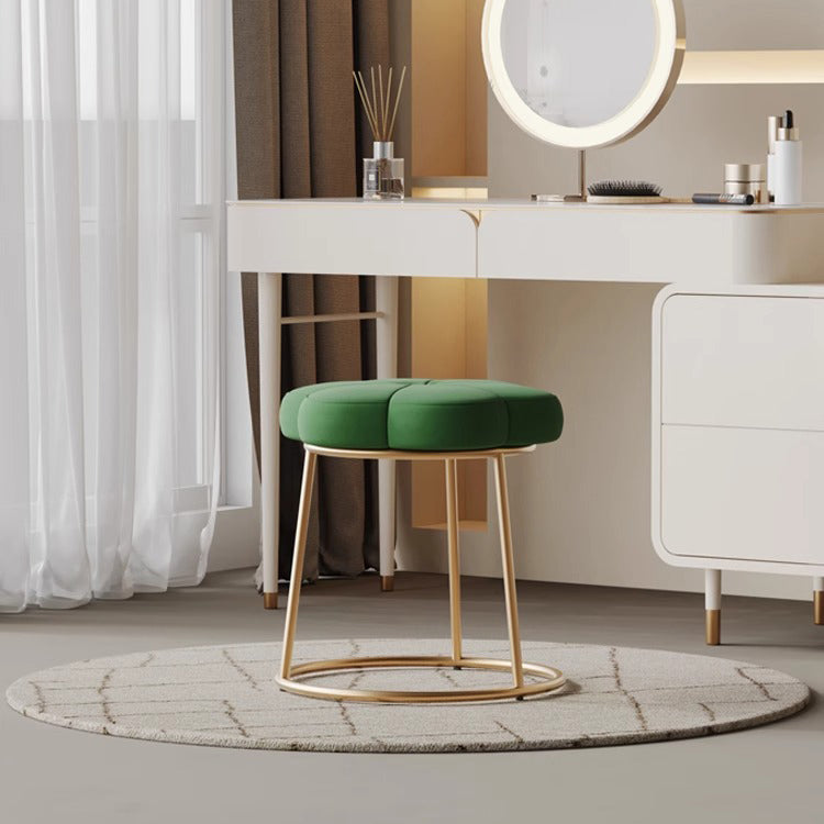 Tabouret de coiffeuse en velours floral minimaliste moderne avec cadre en acier pour chambre 