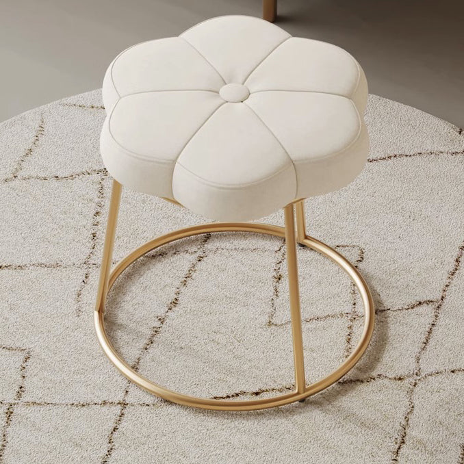 Tabouret de coiffeuse en velours floral minimaliste moderne avec cadre en acier pour chambre 