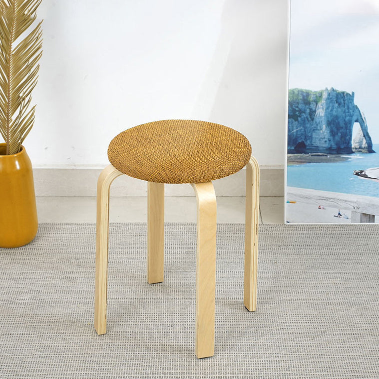 Chaise de salle à manger en bois et tissu rembourré ronde à la simplicité moderne 