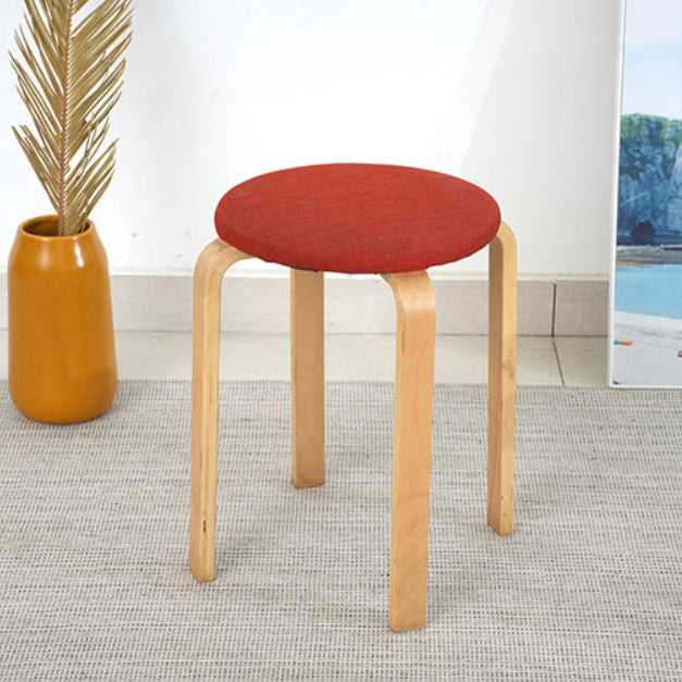 Chaise de salle à manger en bois et tissu rembourré ronde à la simplicité moderne 