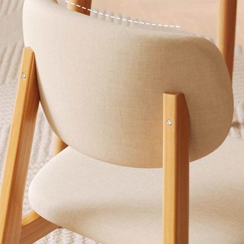 Chaise de salle à manger moderne minimaliste carrée en coton et lin rembourrée avec dossier incurvé en bois massif 