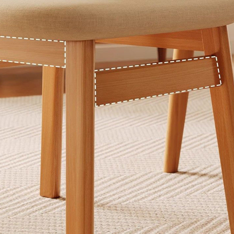 Chaise de salle à manger moderne minimaliste carrée en coton et lin rembourrée avec dossier incurvé en bois massif 