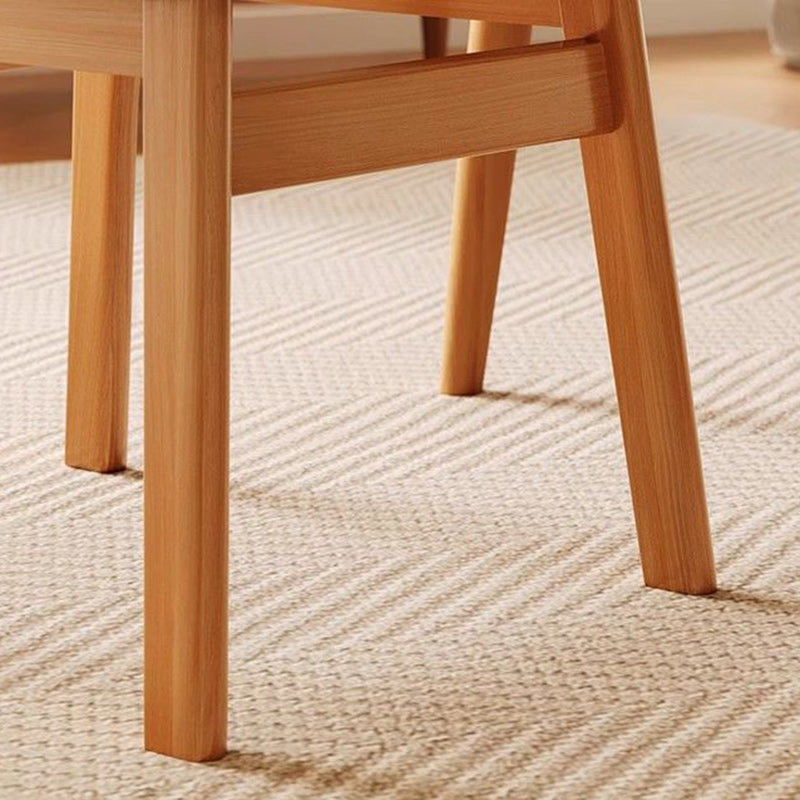 Chaise de salle à manger moderne minimaliste carrée en coton et lin rembourrée avec dossier incurvé en bois massif 