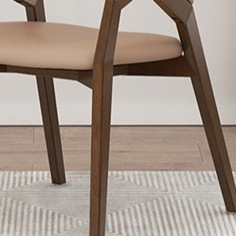 Modern Minimalist Square Faux Leather Ash Wood Dining Chair Curved Backrest For Dining Room