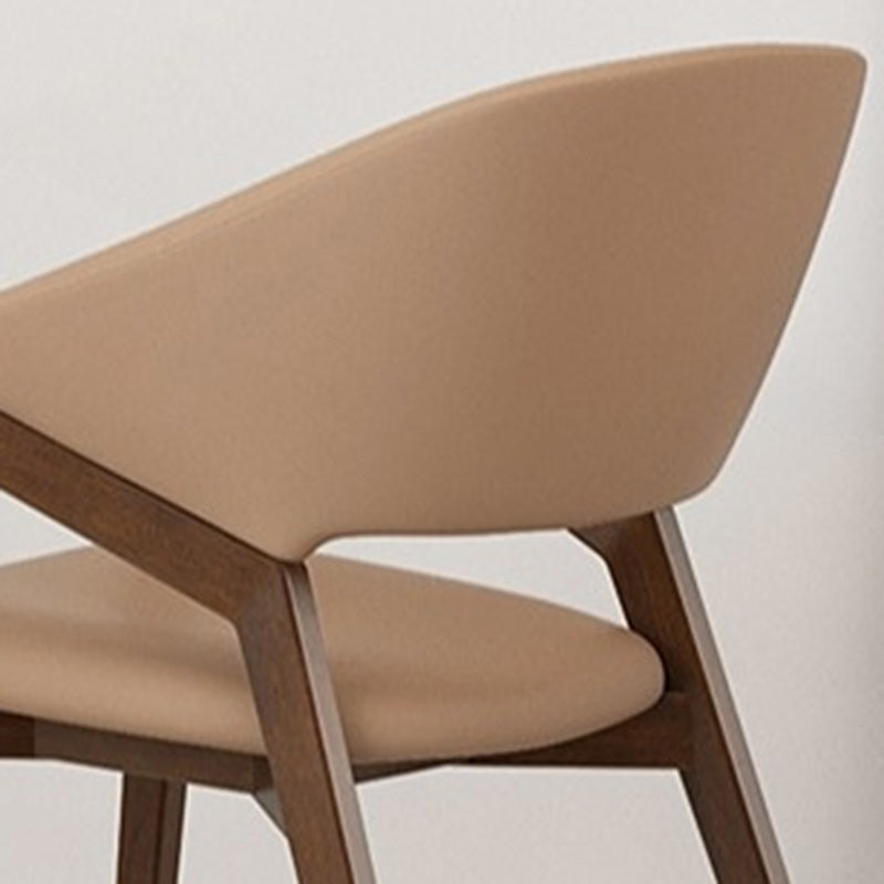 Modern Minimalist Square Faux Leather Ash Wood Dining Chair Curved Backrest For Dining Room