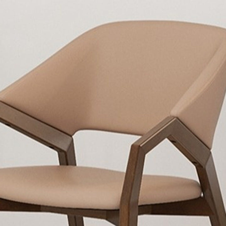 Modern Minimalist Square Faux Leather Ash Wood Dining Chair Curved Backrest For Dining Room