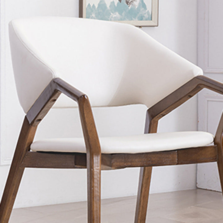 Modern Minimalist Square Faux Leather Ash Wood Dining Chair Curved Backrest For Dining Room