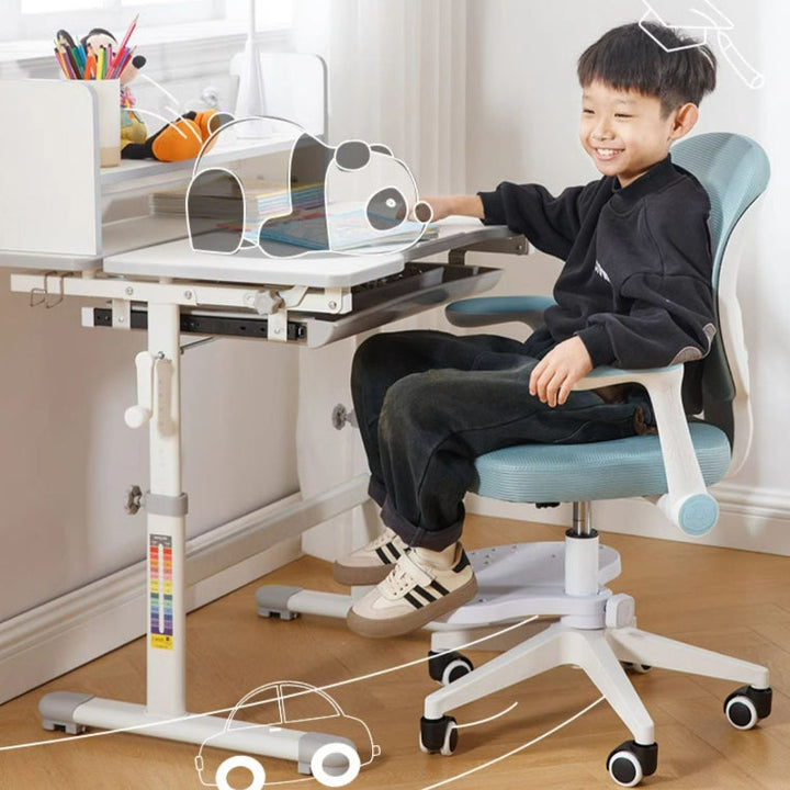 Contemporary Creative Kids Square Panda Mesh Fabric PP Hardware Desk Chair Backrest Armrest For Home Office