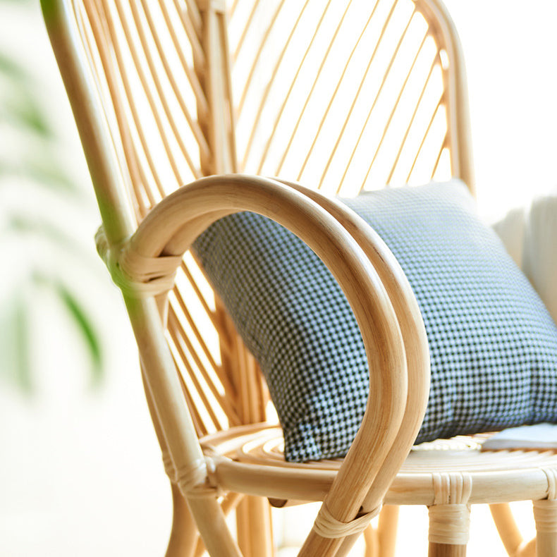 Zeitgenössischer Boho Runder Rattan Akzentstuhl Rückenlehne für Wohnzimmer 
