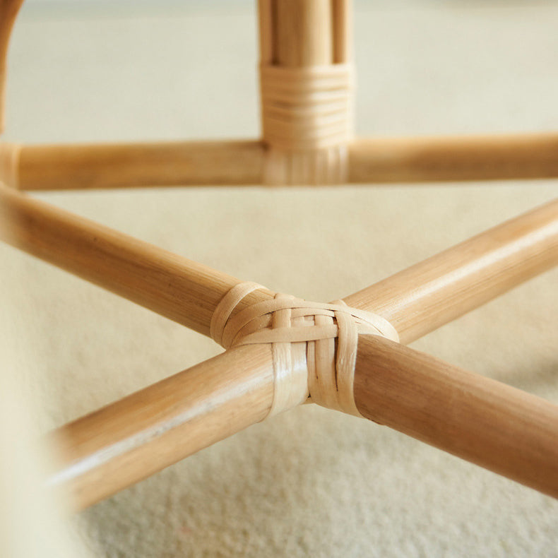 Zeitgenössischer Boho Runder Rattan Akzentstuhl Rückenlehne für Wohnzimmer 