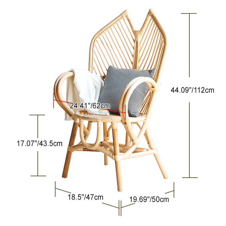 Dossier de chaise d'appoint en rotin rond bohème contemporain pour salon 