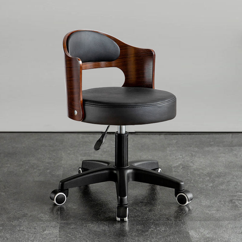 Modern Minimalist Round Upholstered PU Leather Synthetic Fabric Steel Bar Stool Curved Backrest For Dining Room